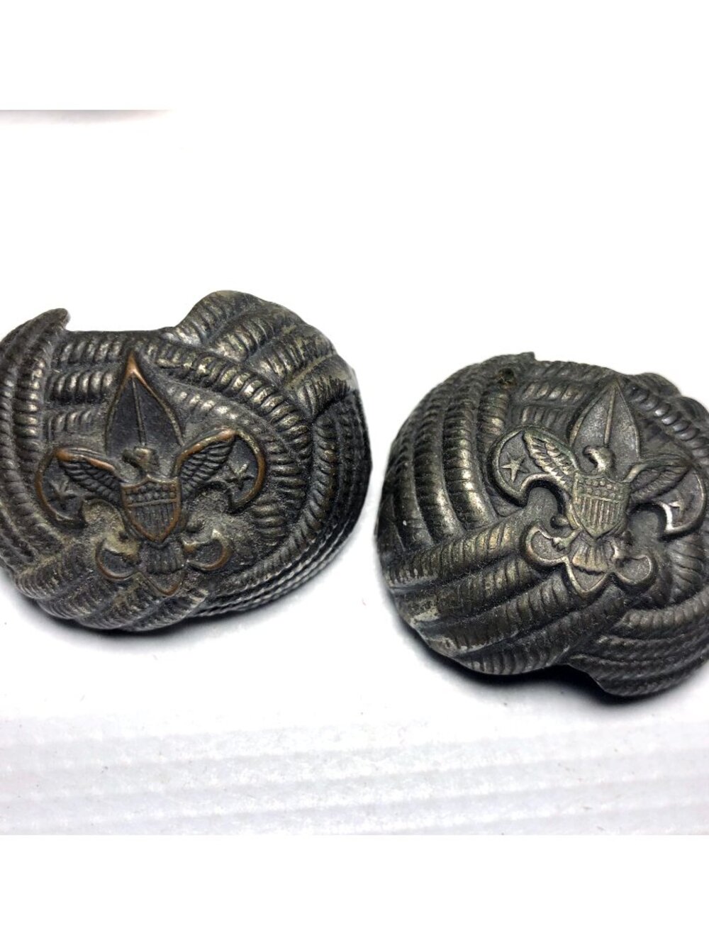 Vintage 1960's Boy Scout Eagle Tie Neckerchief Slides Lot of 2